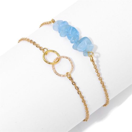 Ensemble De Bracelets À Chaîne En Métal, 2 Pièces/Ensemble, Perles En Pierre Naturelle, Cristal Citrine, Bijoux Pour Femmes, Cadeau De Fête