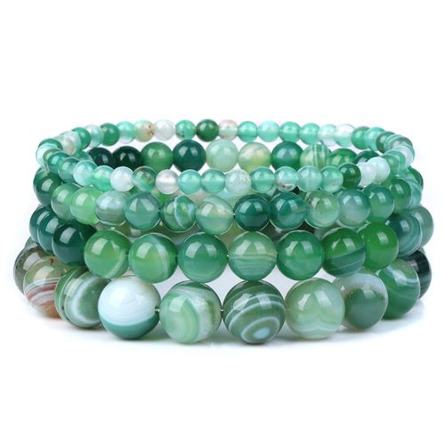 Bracelets En Pierre Naturelle Onyx Agates, Perles Rondes Pour Hommes Et Femmes, Bijoux Fait À La Main, Reiki, Yoga, Guérison, 19cm, 1 Pièce