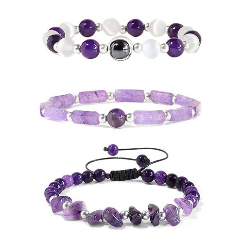 Bracelet En Cristal Naturel Tressé Pour Hommes Et Femmes, Pierre Neutre D'eau Rouge, Breloques Étoile De Soleil, Bracelets De Guérison, Bijoux, 3 Pièces