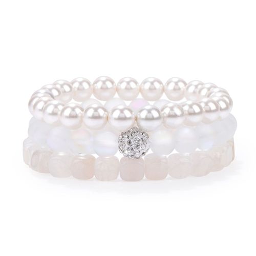Bracelet En Agates Naturelles Pour Femme, Pierre De Lune, Clip, Perles, Ensemble De Bijoux À La Mode, 3 Pièces