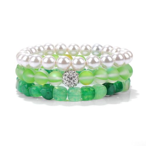 Bracelet En Agates Naturelles Pour Femme, Pierre De Lune, Clip, Perles, Ensemble De Bijoux À La Mode, 3 Pièces