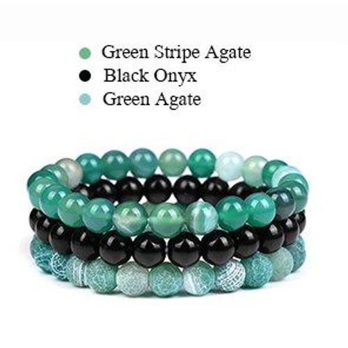 Ensemble De 3 Bracelets En Pierre Naturelle Pour Hommes Et Femmes, Agates, ¿Il De Chat, Perles En Pierre D'onyx Noir, Bijoux, Cadeau À La Mode