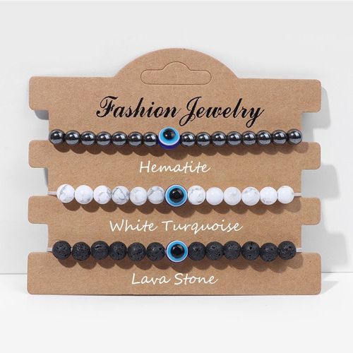 Bracelets Perlés En Pierre Naturelle Pour Hommes Et Femmes, Ensemble De 3 Pièces, Corde Élastique, ¿Il Maléfique, Howlites, Onyx, Agate, Cadeaux