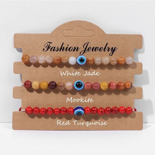 Bracelets Perlés En Pierre Naturelle Pour Hommes Et Femmes, Ensemble De 3 Pièces, Corde Élastique, ¿Il Maléfique, Howlites, Onyx, Agate, Cadeaux