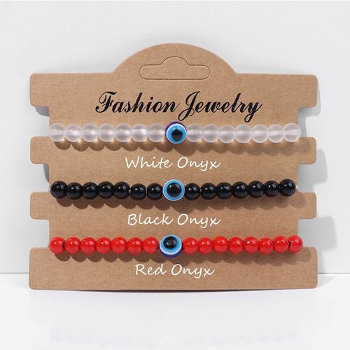 Bracelets Perlés En Pierre Naturelle Pour Hommes Et Femmes, Ensemble De 3 Pièces, Corde Élastique, ¿Il Maléfique, Howlites, Onyx, Agate, Cadeaux