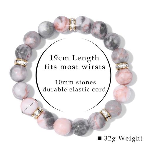 Bracelet De Guérison En Pierre Zèbre Rose Pour Femmes, Énergie Naturelle, Jaspe Zèbre, Bijoux Masculins, Diffuseur D'huile Essentielle De Yoga