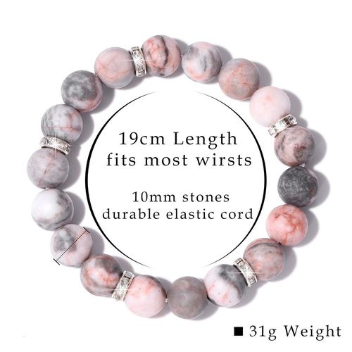 Bracelet De Guérison En Pierre Zèbre Rose Pour Femmes, Énergie Naturelle, Jaspe Zèbre, Bijoux Masculins, Diffuseur D'huile Essentielle De Yoga