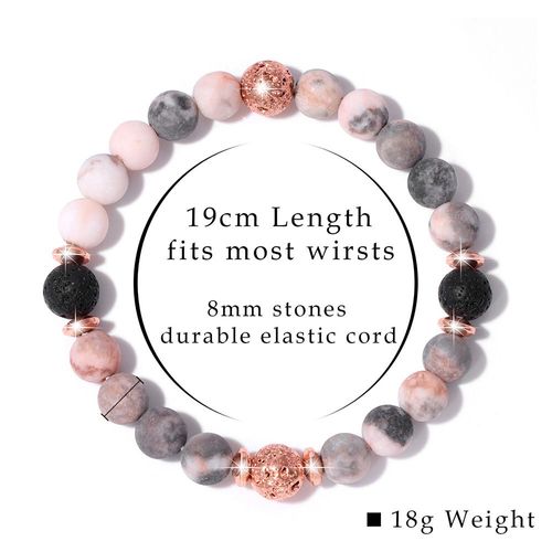 Bracelet De Guérison En Pierre Zèbre Rose Pour Femmes, Énergie Naturelle, Jaspe Zèbre, Bijoux Masculins, Diffuseur D'huile Essentielle De Yoga
