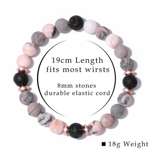Bracelet De Guérison En Pierre Zèbre Rose Pour Femmes, Énergie Naturelle, Jaspe Zèbre, Bijoux Masculins, Diffuseur D'huile Essentielle De Yoga