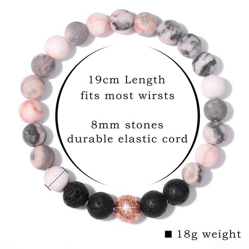 Bracelet De Guérison En Pierre Zèbre Rose Pour Femmes, Énergie Naturelle, Jaspe Zèbre, Bijoux Masculins, Diffuseur D'huile Essentielle De Yoga