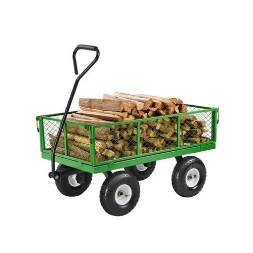 Chariot de Jardin Transport-VEVOR-Charge 408 kg-avec Pneus 330 mm-Côtés Amovibles en Maille-Poignée Rotative 180°