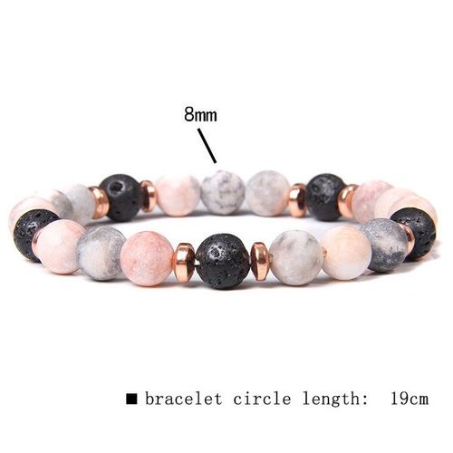 Bracelet De Guérison En Pierre Zèbre Rose Pour Femmes, Énergie Naturelle, Jaspe Zèbre, Bijoux Masculins, Diffuseur D'huile Essentielle De Yoga