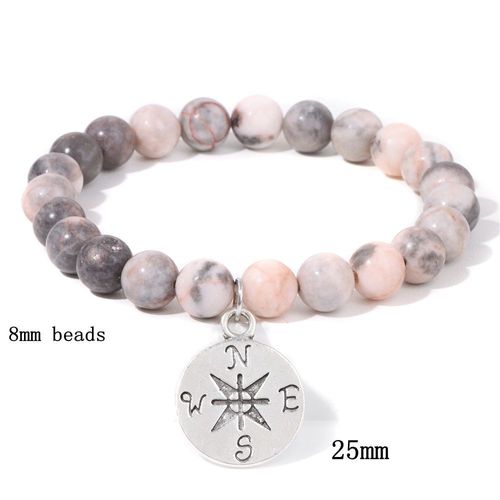 Bracelet De Guérison En Pierre Zèbre Rose Pour Femmes, Énergie Naturelle, Jaspe Zèbre, Bijoux Masculins, Diffuseur D'huile Essentielle De Yoga