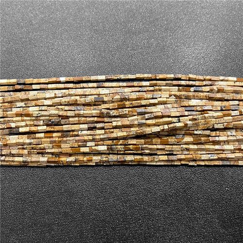 Perles Carrées En Pierre Naturelle Pour Bijoux, Tube De Petite Colonne, Jaspe De Sédiments, Adt Pour Bricolage, Bracelet De Direction, Collier 2x4mm
