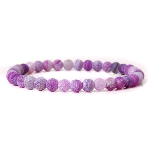 Bracelets En Pierre D'agate Naturelle Pour Hommes Et Femmes, Bijoux Unisexes, À Rayures Bleues, Bouddhisme, Faits À La Main, 6 Mm