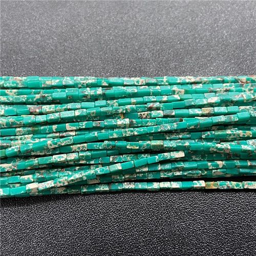 Perles Carrées En Pierre Naturelle Pour Bijoux, Tube De Petite Colonne, Jaspe De Sédiments, Adt Pour Bricolage, Bracelet De Direction, Collier 2x4mm