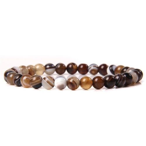 Bracelets En Pierre D'agate Naturelle Pour Hommes Et Femmes, Bijoux Unisexes, À Rayures Bleues, Bouddhisme, Faits À La Main, 6 Mm
