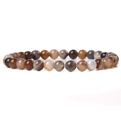Bracelets En Pierre D'agate Naturelle Pour Hommes Et Femmes, Bijoux Unisexes, À Rayures Bleues, Bouddhisme, Faits À La Main, 6 Mm