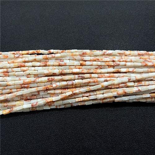Perles Carrées En Pierre Naturelle Pour Bijoux, Tube De Petite Colonne, Jaspe De Sédiments, Adt Pour Bricolage, Bracelet De Direction, Collier 2x4mm