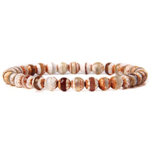 Bracelets En Pierre D'agate Naturelle Pour Hommes Et Femmes, Bijoux Unisexes, À Rayures Bleues, Bouddhisme, Faits À La Main, 6 Mm