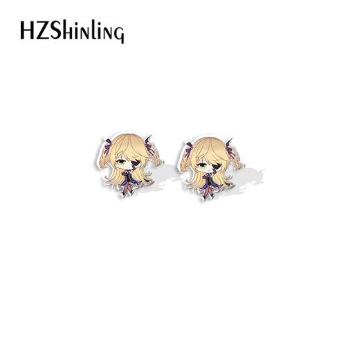 Boucles D'oreilles En Résine Époxy Pour Filles, Bijoux En Acrylique, Motif De Dessin Animé Genshin Impact Xiao Zhongli Lisa