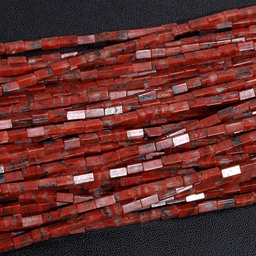 Perles Carrées En Pierre Naturelle Pour Bijoux, Tube De Petite Colonne, Jaspe De Sédiments, Adt Pour Bricolage, Bracelet De Direction, Collier 2x4mm