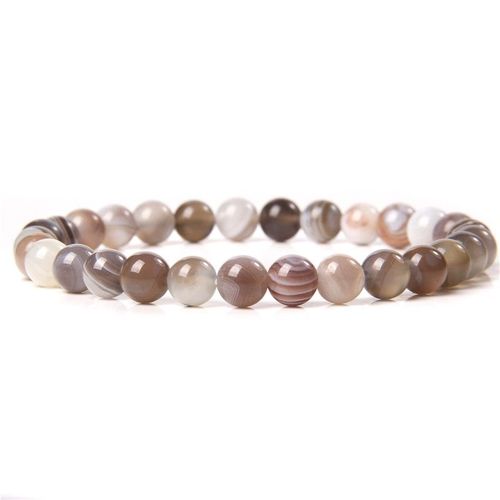 Bracelets En Pierre D'agate Naturelle Pour Hommes Et Femmes, Bijoux Unisexes, À Rayures Bleues, Bouddhisme, Faits À La Main, 6 Mm