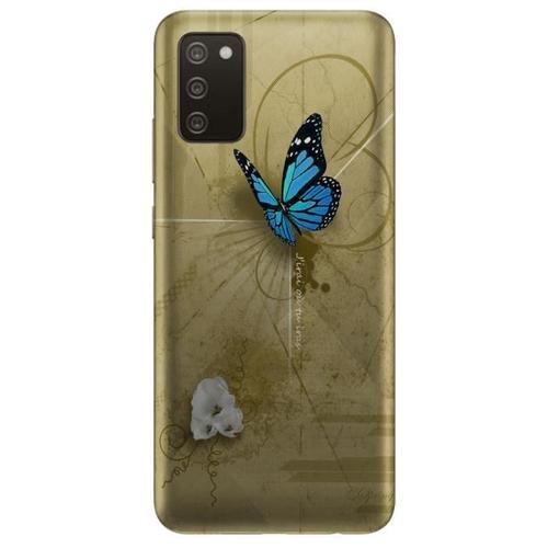 Coque Samsung Galaxy A02s Papillon Bleu - Silicone - Animaux