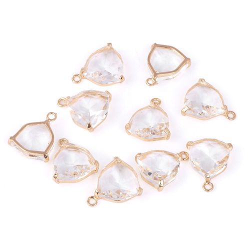 Breloques En Cristal En Forme De Triangle 18mm, Pour La Fabrication De Bijoux, Pendentif En Pierre De Verre À Facettes, Accessoires De Bricolage, Collier De Guérison