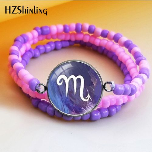 12 Pendentifs En Forme De Constellation Du Zodiaque, Violet, Lion, Balance, Vierge, Cabochon En Verre, Bijoux À La Mode