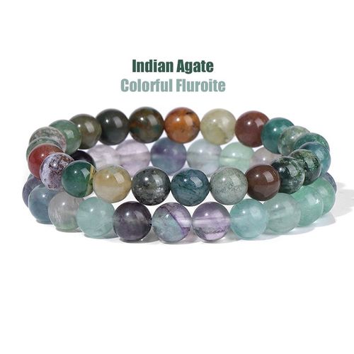 Bracelets En Pierre Naturelle Pour Femmes Et Hommes, Ensemble De 2 Pièces, Perles D'agates De 8mm, Cristal Turquoise, Bijoux De Guérison
