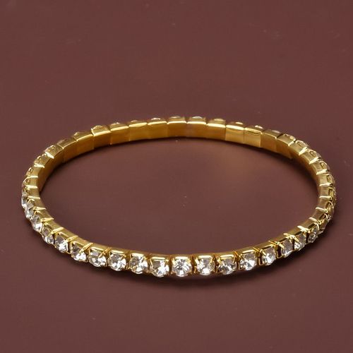 Bracelets Ronds Élastiques En Biscuits Pour Femmes, Bracelets En Cristal, Accessoires De Poignet De Document Doré, Bijoux De Mariage À La Mode