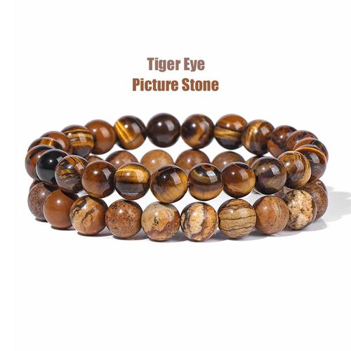 Bracelets En Pierre Naturelle Pour Femmes Et Hommes, Ensemble De 2 Pièces, Perles D'agates De 8mm, Cristal Turquoise, Bijoux De Guérison