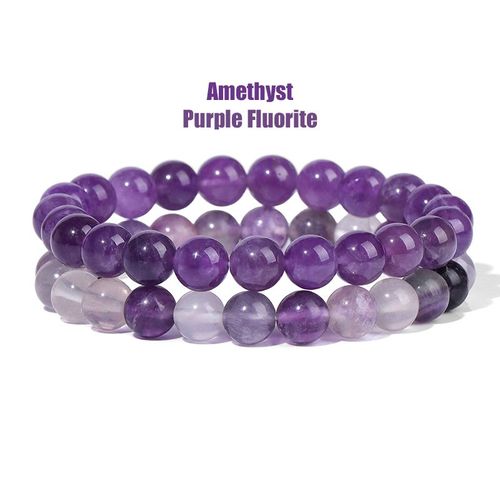 Bracelets En Pierre Naturelle Pour Femmes Et Hommes, Ensemble De 2 Pièces, Perles D'agates De 8mm, Cristal Turquoise, Bijoux De Guérison