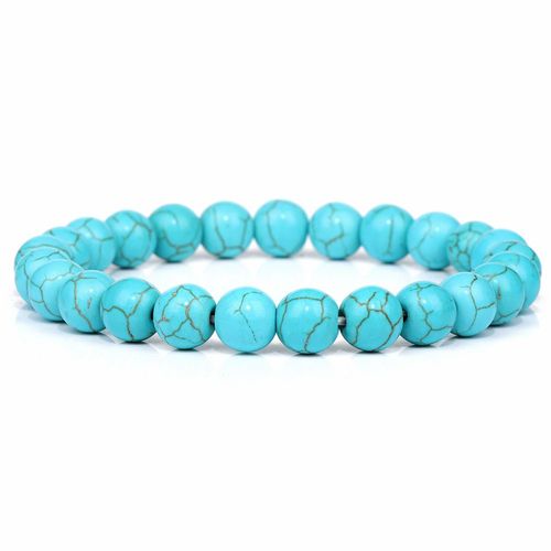 Bracelets En Pierre Naturelle Pour Femmes Et Hommes, Ensemble De 2 Pièces, Perles D'agates De 8mm, Cristal Turquoise, Bijoux De Guérison