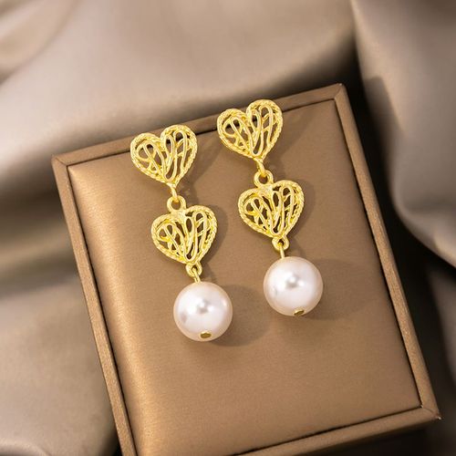 Boucles D'oreilles Creuses En Forme De C¿Ur Torsadé Pour Fille, Bijoux De Luxe En Perle, Style Baroque, Décoration De Mariage, À La Mode Coréenne