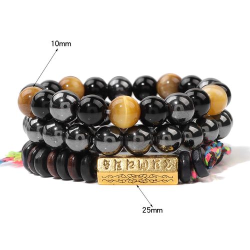 Bracelet En Pierre Tibétaine Vintage Pour Homme, Ensemble De Perles En ¿Il De Tigre, Bijoux En Hématite Naturelle, Breloque De Méditation Masculine