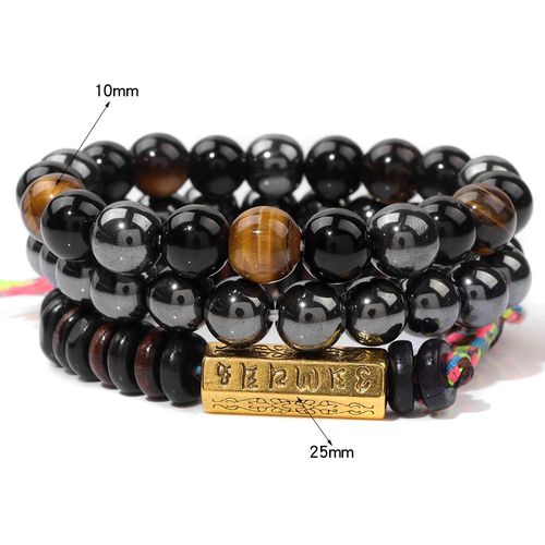 Bracelet En Pierre Tibétaine Vintage Pour Homme, Ensemble De Perles En ¿Il De Tigre, Bijoux En Hématite Naturelle, Breloque De Méditation Masculine