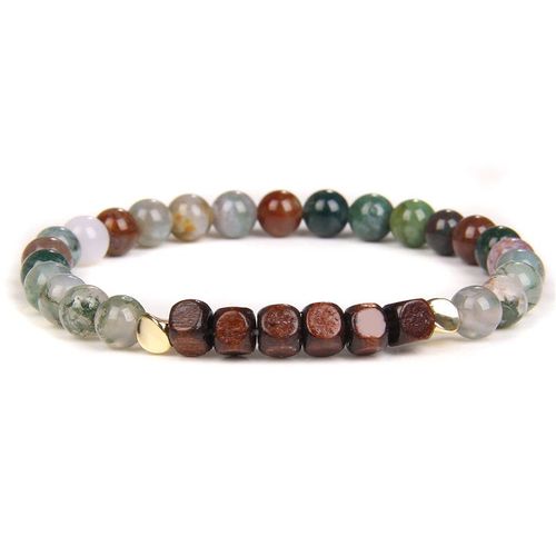Bracelet En Pierre Et Bois Pour Hommes Et Femmes, Bijou En Pierre Naturelle, Élastique, Vintage, Yoga, Reiki, Unisexe, 6 Mm