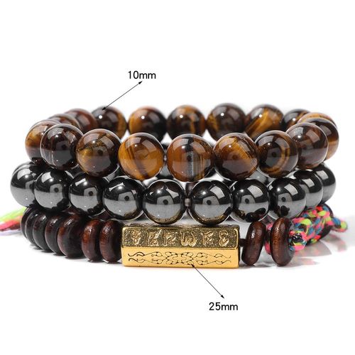 Bracelet En Pierre Tibétaine Vintage Pour Homme, Ensemble De Perles En ¿Il De Tigre, Bijoux En Hématite Naturelle, Breloque De Méditation Masculine