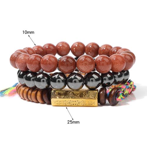 Bracelet En Pierre Tibétaine Vintage Pour Homme, Ensemble De Perles En ¿Il De Tigre, Bijoux En Hématite Naturelle, Breloque De Méditation Masculine