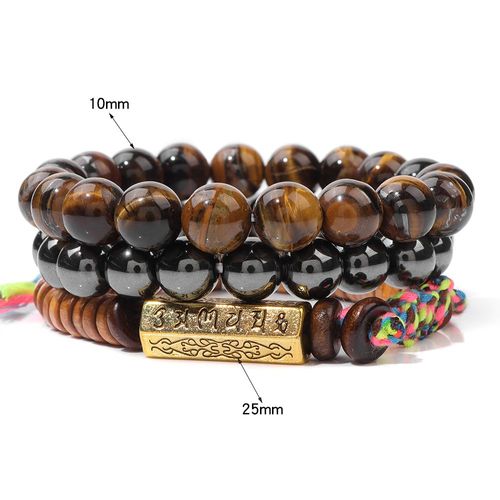 Bracelet En Pierre Tibétaine Vintage Pour Homme, Ensemble De Perles En ¿Il De Tigre, Bijoux En Hématite Naturelle, Breloque De Méditation Masculine