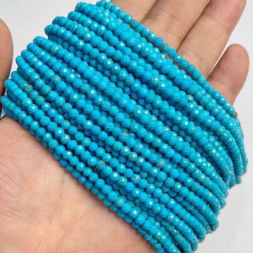 Perles Turquoises À Facettes 4mm, Pierres Rondes Lapis Lazuli, Fluorite Naturelle Pour La Fabrication De Bijoux, Collier À Faire Soi-Même, 15 Pouces, Vente En Gros