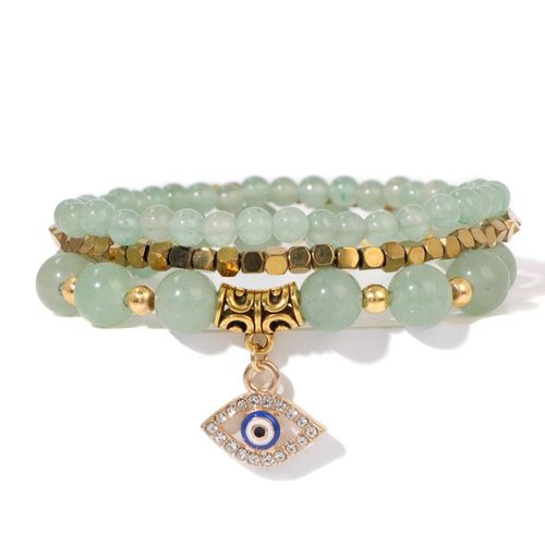 Bracelet Mauvais ¿Il Turc Chanceux Pour Hommes Et Femmes, Bracelets En Pierre De Mica Violet Naturel, Protection Des Bijoux, Ensemble De 3 Pièces