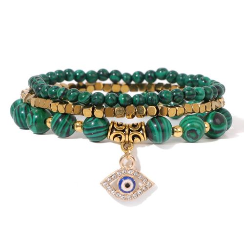 Bracelet Mauvais ¿Il Turc Chanceux Pour Hommes Et Femmes, Bracelets En Pierre De Mica Violet Naturel, Protection Des Bijoux, Ensemble De 3 Pièces