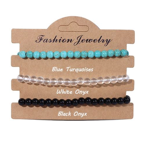 Ensemble De Bracelets Perlés En Pierre Naturelle Pour Hommes Et Femmes, Bijoux Énergétiques De Yoga, Onyx Noir, Ystes D'atterrissage, Offre Spéciale, 3 Pièces