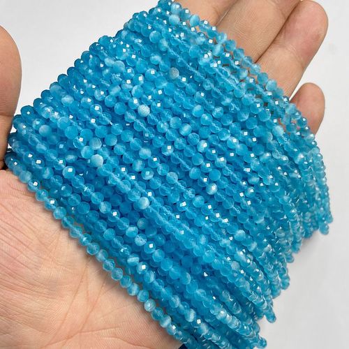 Perles Turquoises À Facettes 4mm, Pierres Rondes Lapis Lazuli, Fluorite Naturelle Pour La Fabrication De Bijoux, Collier À Faire Soi-Même, 15 Pouces, Vente En Gros