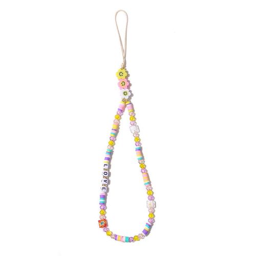Collier De Chaîne De Téléphone Avec Perles Colorées, Collier De Chaîne De Téléphone, Lettres Mélangées D'argile, Pierre Perlée, Étui De Téléphone Fait À La Main, Cordon De Suspension Pour Femmes Et Fi