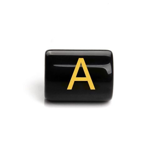 Perles Cylindriques De 26 Lettres De L'alphabet, Breloques En Onyx Noir, Pendentif, Accessoires De Bijoux Pour Bracelets À Faire Soi-Même