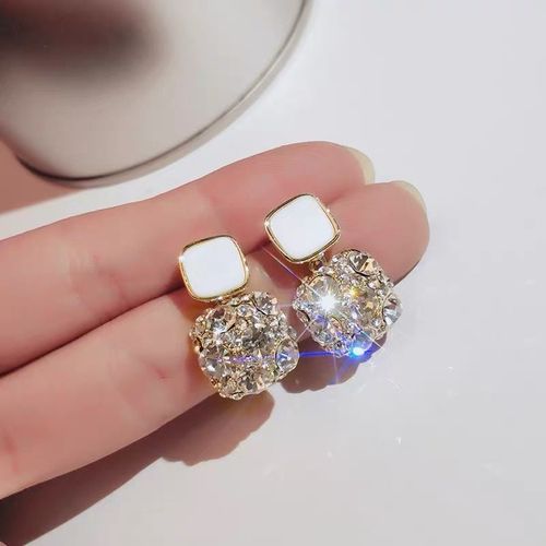 Boucles D'oreilles Pendantes En Cristal Noir Pour Femmes, Biscuits Brillants, Carré, Pendentif En Forme De Goutte, Bijoux D'oreille De Fête Élégants